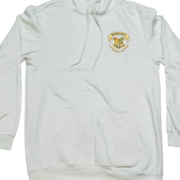 H&M Harry Potter Hogwarts Hoodie Adult Small Cream Pullover Drawstrings - Picture 3 of 7